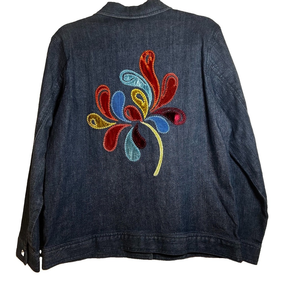 Embellished‎ Cotton Denim Shirt/jacket Size Medium Boho Hippie Whimsy NEW